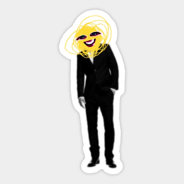 Mr. Happy Suit Sticker by designerthreat